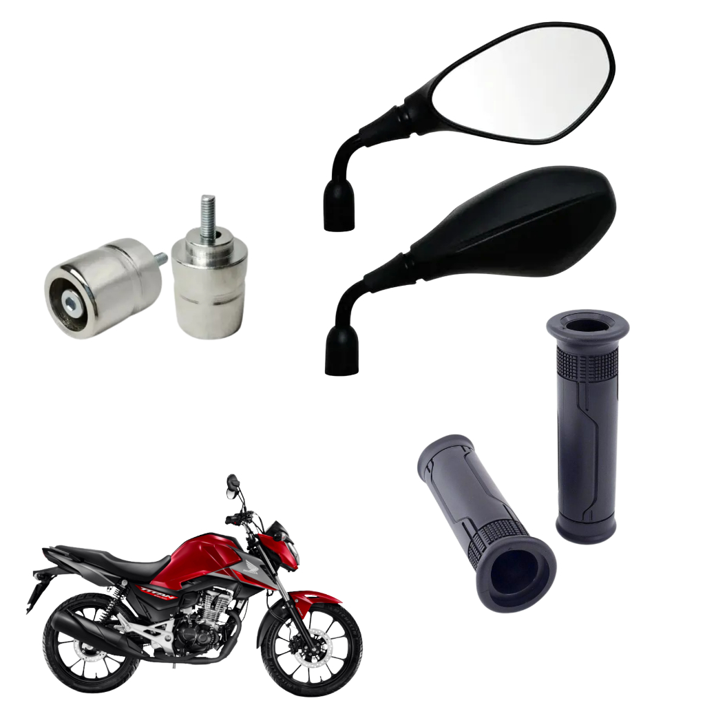 Kit Retrovisor Bmw Gs 650 F800 + Manopla Vazada Cargo + Peso Guidão S1000