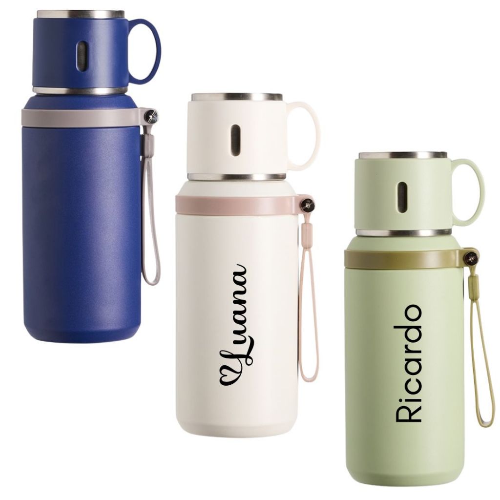 Garrafa Térmica Personalizada Café Chá 600ml Quente/Frio Parede Dupla Original Premium