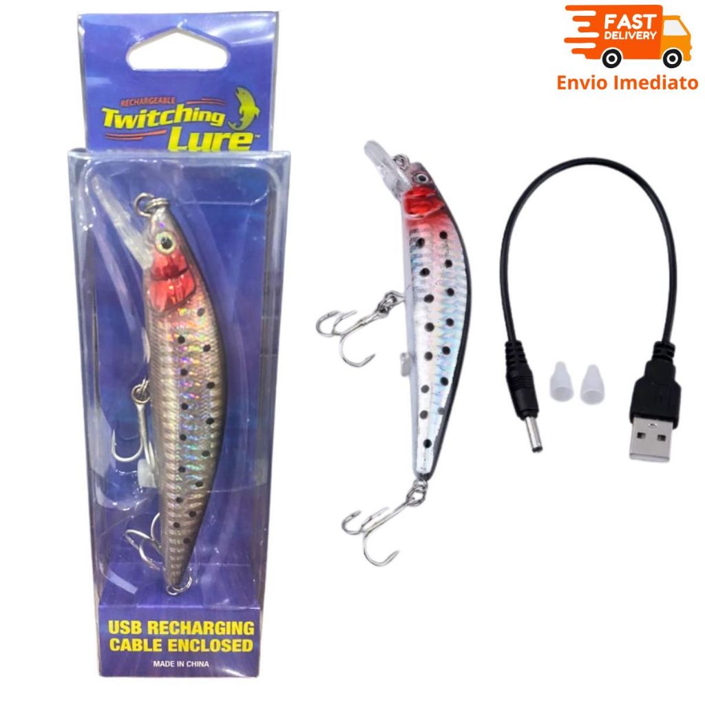 Isca De Pesca Elétrica Recarregável Usb Twitching Lure Led em Oferta na Shopee
