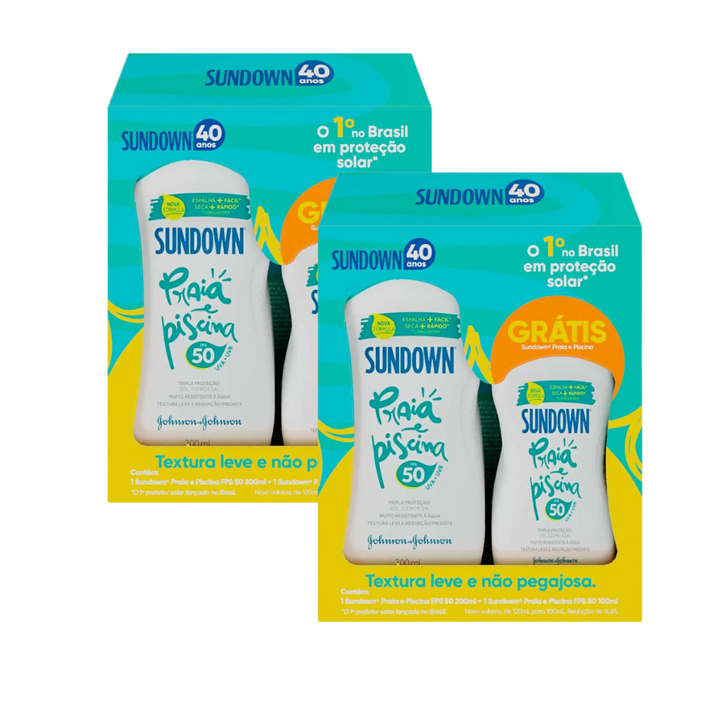 2 KIT PROTETOR SOLAR SUNDOWN FPS50 200ML + 100ML em Oferta na Shopee
