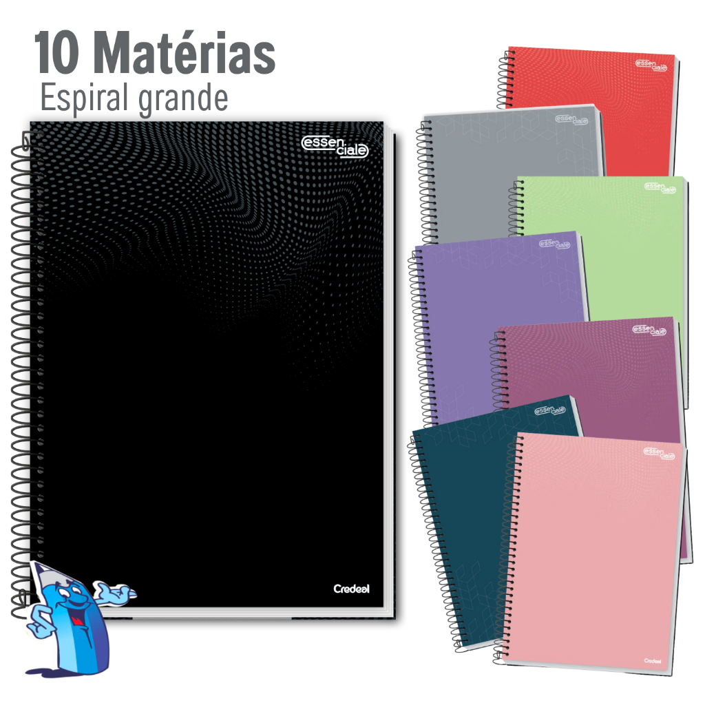 CADERNO 10 MATERIAS UNIVERSITÁRIO COR ÚNICA ESSENCIALE 160 FOLHAS ESPIRAL CREDEAL em Oferta na Shopee