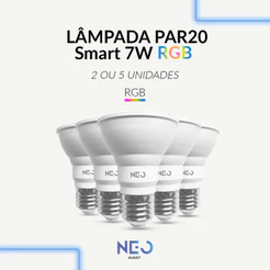 Kit 2 ou 5 Lampada Led Par20 Smart Inteligente Wi-fi 2.4 GHz 7w 2700K/6500K RGB E27 Branco Neo Avant