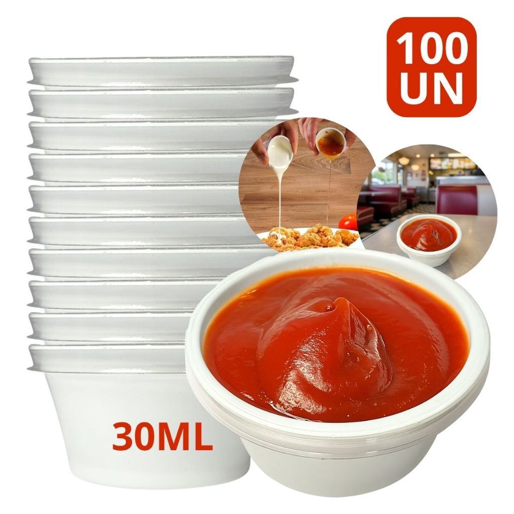 Pote para Molho Potinho De 30Ml Ketchup Mostarda Maionese Barbecue 100 Unidades