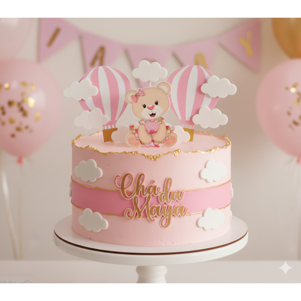 Topo de Bolo - Chá de Bebê Ursinha ou Ursinho em Oferta na Shopee