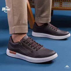 Tênis Masculino BR Sport Casual Zíper Lateral Conforto Original