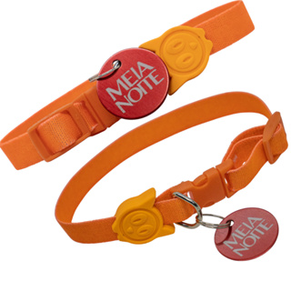 coleira gato com pingente e placa de identificação elástica em Oferta na Shopee