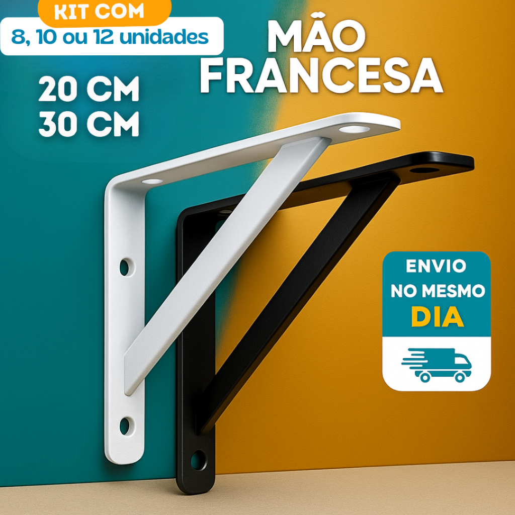 Kit Mão Francesa 10 Ou 12  Peças Reforçadas Suporte Para Prateleira Entrega Rápida em Oferta na Shopee