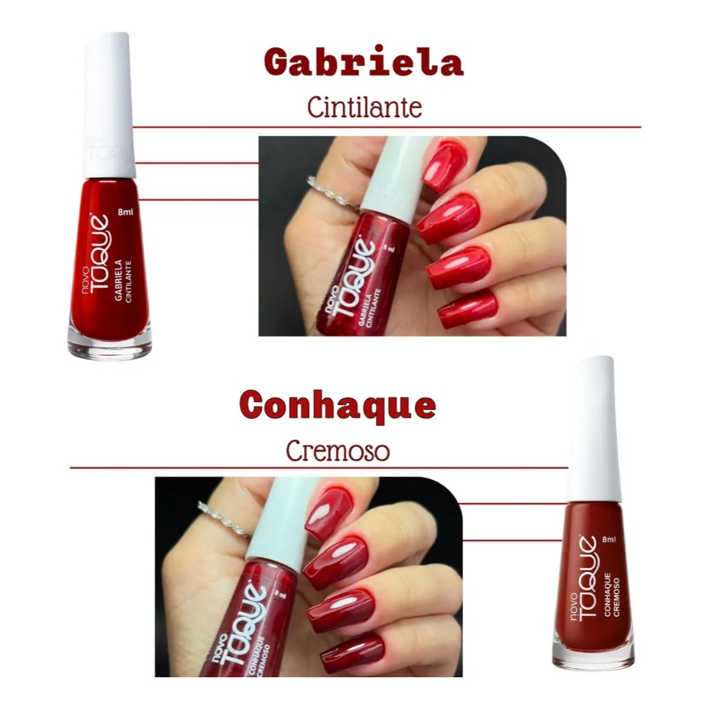 Kit Com 12 Cores De Esmalte Novo Toque - Tons De Vermelho — imagem 2 de 2