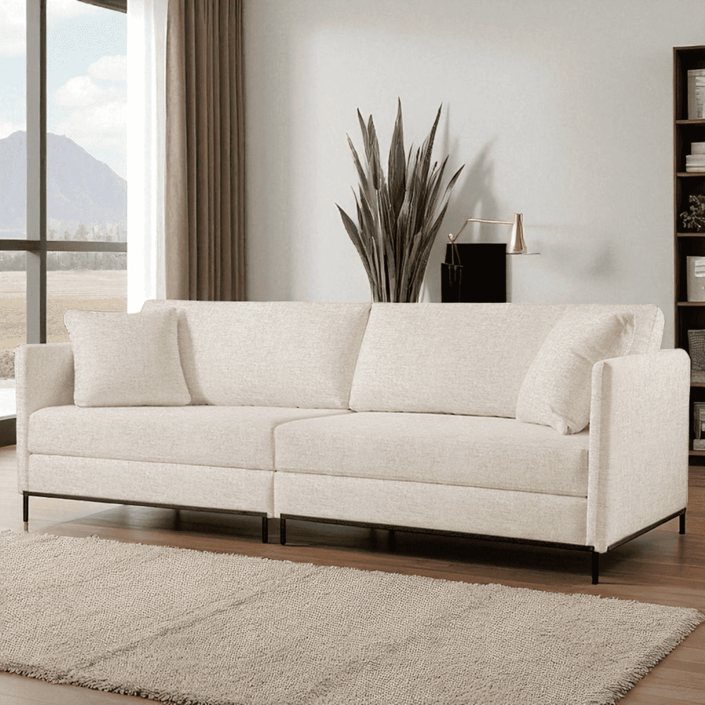 Sofá Ravi 2,50m 4/5 Lugares Base Metal Castellar Móbile em Oferta na Shopee