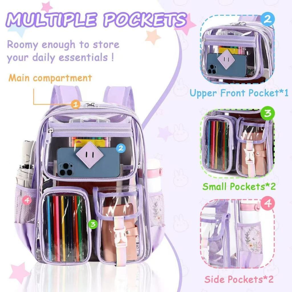 Mochila De PVC Transparente À Prova D'água Bolsa De Armazenamento De Grande Capacidade Estudante Viagem