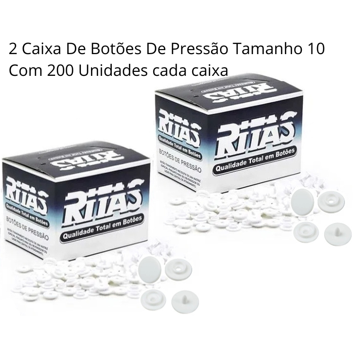 2 Caixa De Botões De Pressão Tamanho 10 Com 200 Unidades cada caixa