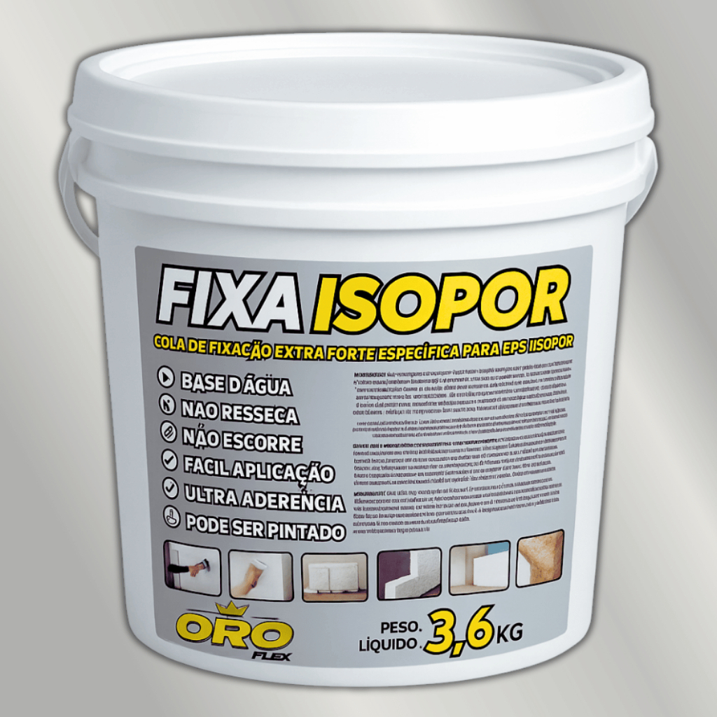 Cola que fixa ISOPOR em telhados, forros, paredes, madeira, PVC 3,6KG Lançamento OROFLEX em Oferta na Shopee