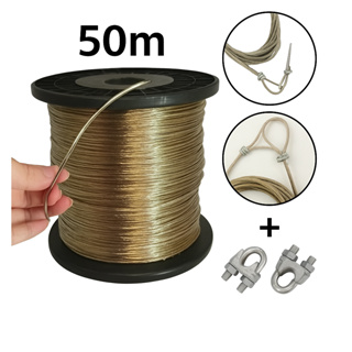 BOBINA COM 50 METROS + 2 CLIPS VARAL CABO DE AÇO REFORÇADO REVESTIDO' em Oferta na Shopee