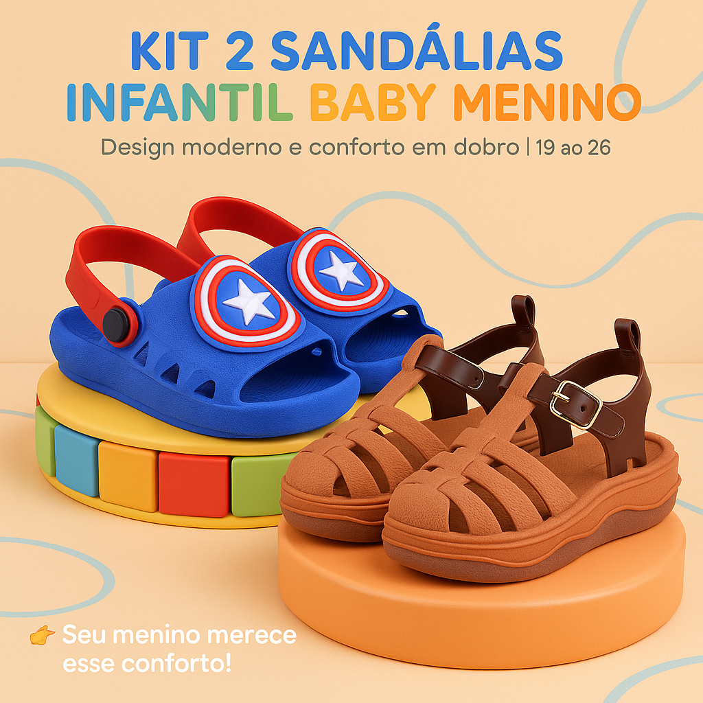 Kit 2 Menino Baby Papete + Sandália – Design Moderno e Conforto em Dobro 19 ao 26 - Envio Rápido! em Oferta na Shopee