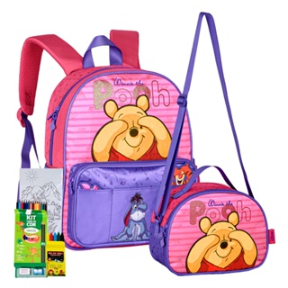 Kit Mochila de Costas E Lancheira Infantil Ursinho Pooh Disney Escolar Meninas Creche Maternal em Oferta na Shopee