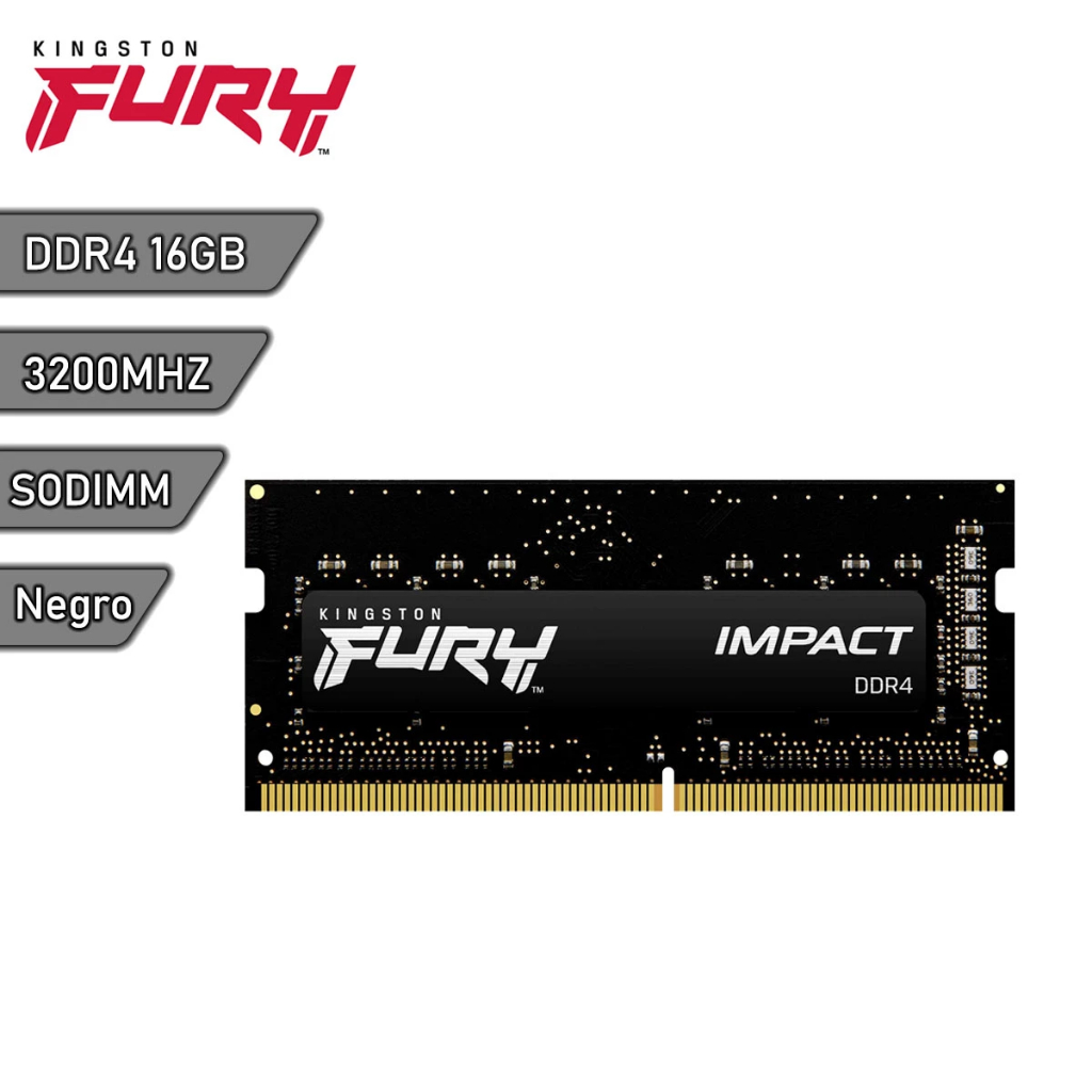 Memória RAM Para notebook DDR4 16GB 3200Mhz CL20 Kingston Fury Impact KF432S20IB/16 Gamer Preto em Oferta na Shopee