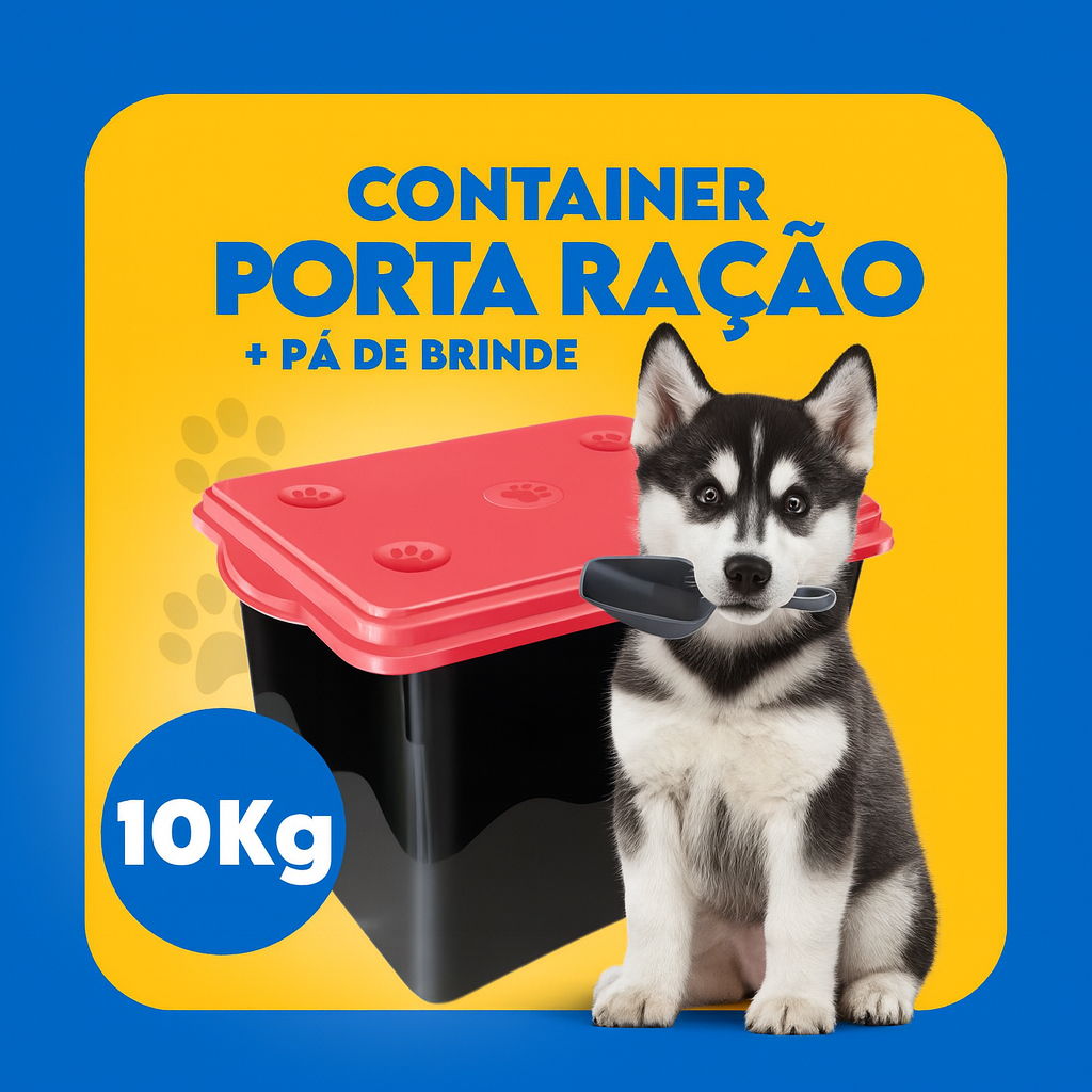 Porta Ração 10KG + Pá Dosadora Com 20 Litros Guarda Rações Container