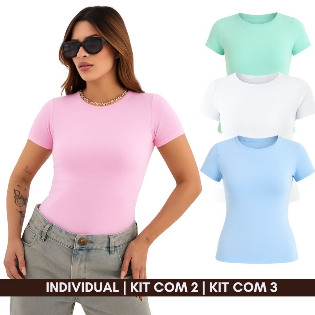 Blusa academia dia a dia básica suplex manguinha