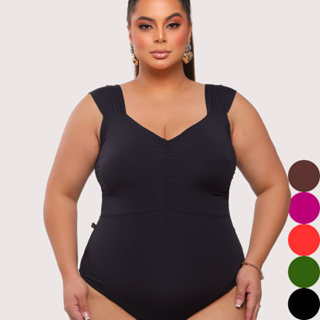 Maiô Feminino Praia Plus Size Body Moda Suplex poliamida Premium Bojo Disfarça Barriga em Oferta na Shopee