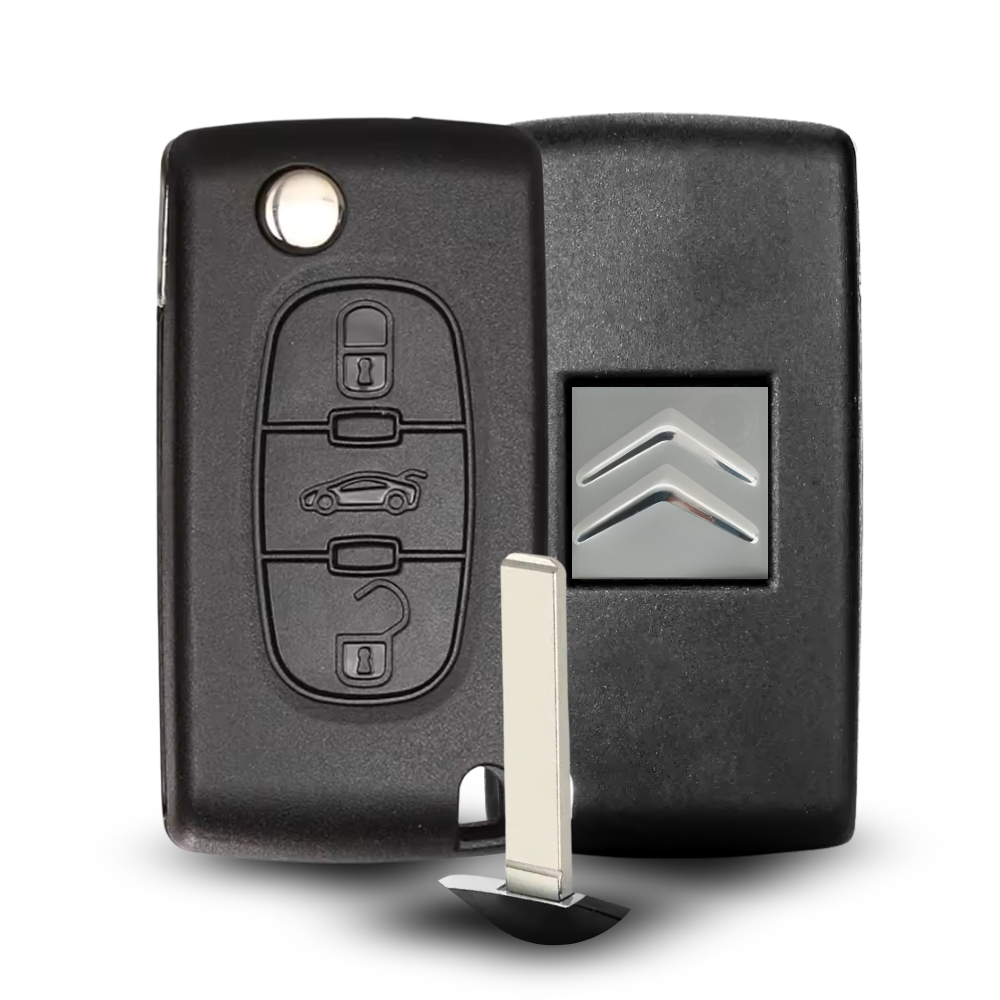 Chave Canivete Citroen C3 C4 Pallas Vtr Aircross Com Suporte 3 Botões Porta Malas Capa