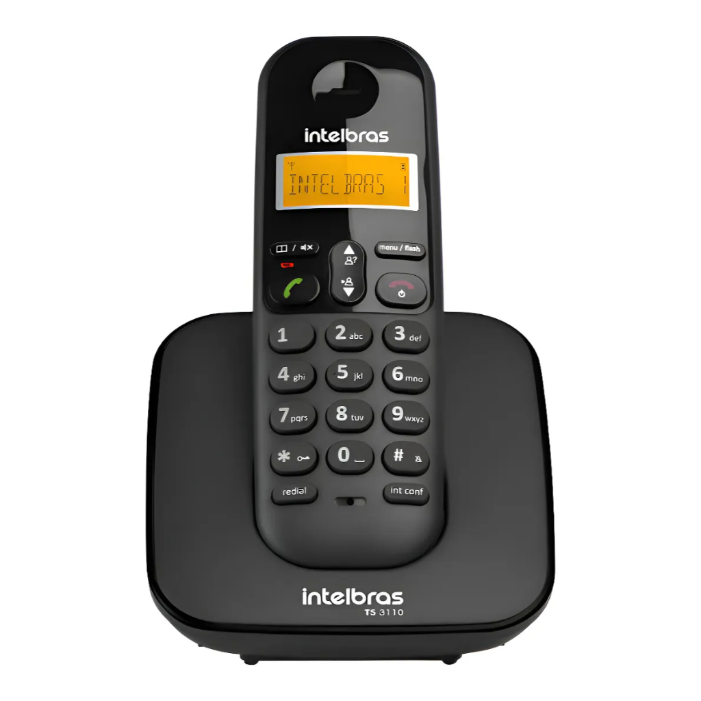 Telefone Sem Fio Intelbras TS 3110 Preto – Identificador de Chamadas e Visor Iluminado