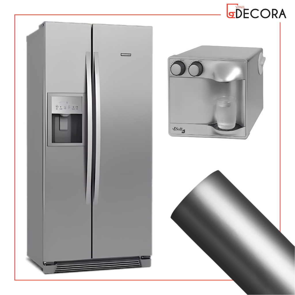 Adesivo Vinil Película de Prata tipo Inox 10m x 30cm e 50cm Envelopamento de Geladeiras e Fogões em Oferta na Shopee