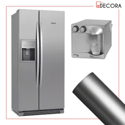 Adesivo Vinil 10m x 30cm e 50cm Película de Prata tipo Inox Envelopamento de Geladeiras e Fogões