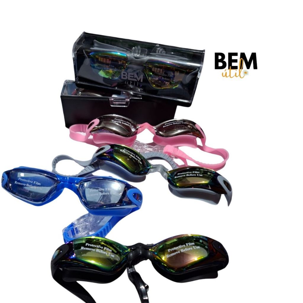 Óculos Natação Adulto Profissional Lentes Espelhado Feminino e Masculino Proteção UV