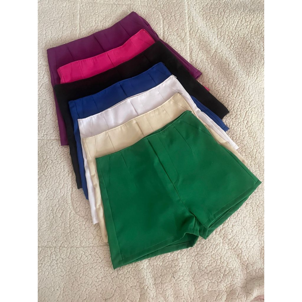 Shorts Alfaiataria Feminino Casual com Zíper na Lateral Cintura Alta "SEM BOLSO" em Oferta na Shopee