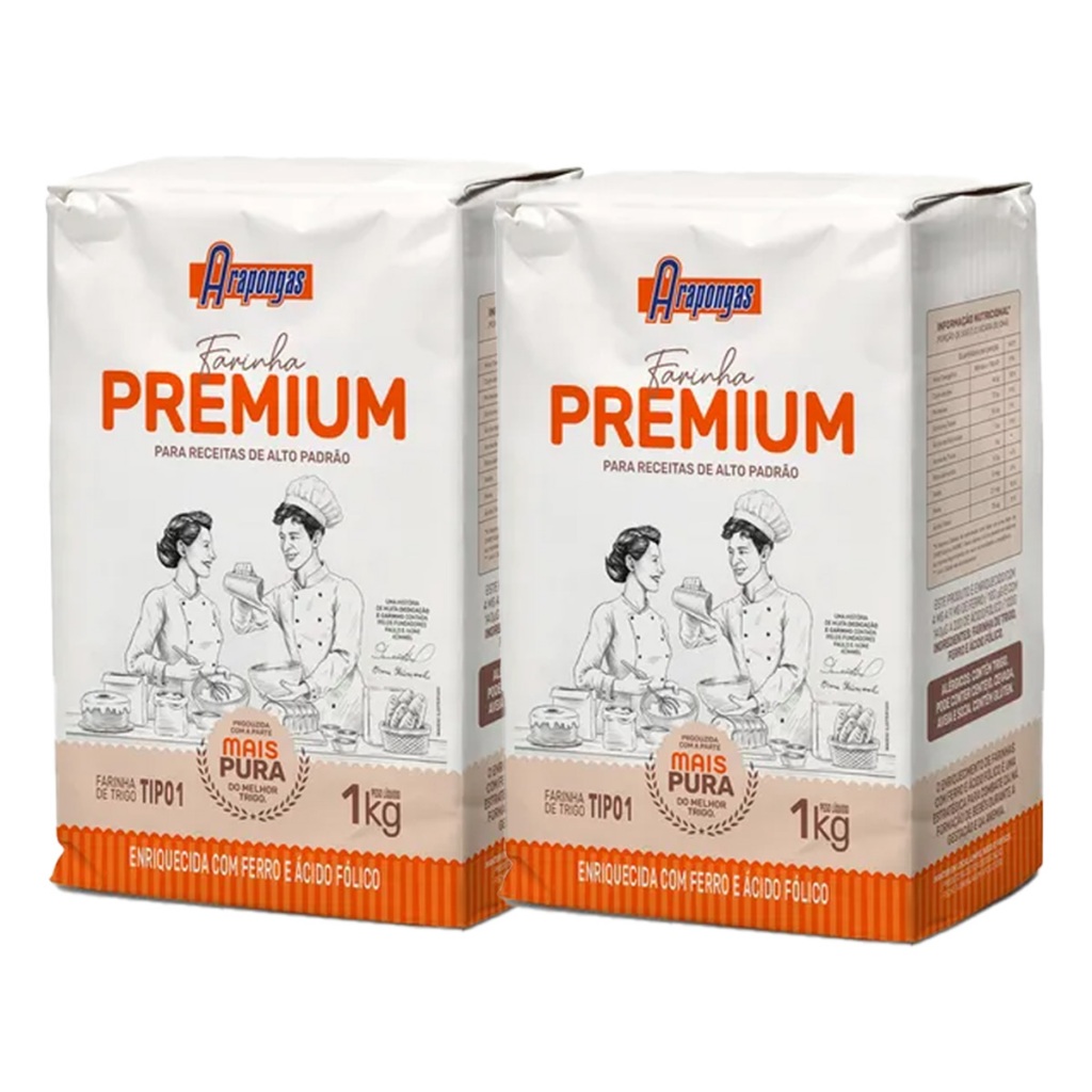 Farinha Premium Arapongas 1kg Kit 2un