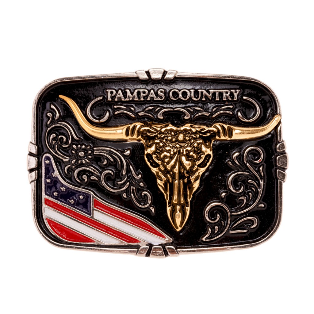 Fivela Country Infantil Masculino Pampa’s Country Cabeça boi Bandeira EUA