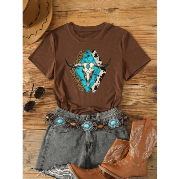 Camiseta Feminina e infantil Estampada Western Boi Brabo Country Girl