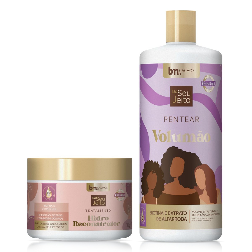 Kit Creme de Pentear Volumão + Tratamento Hidro Reconstrutor Do Seu Jeito | bn.Cachos em Oferta na Shopee