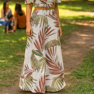 Saia Longa Estampada Feminina Cintura Alta Moda Evangélica Sem Fenda Suplex Liso Estampado Preto em Oferta na Shopee