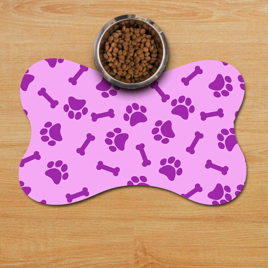Tapete Pet Gatinho Rosa Roxo Para Comedouro Osso 46x30 Fofo Cachorro