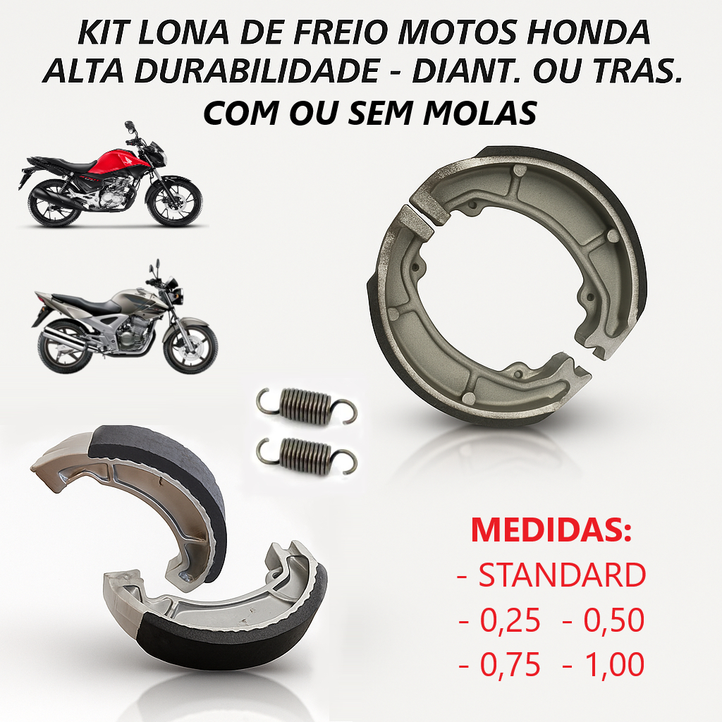 Kit Lona de Freio Patim Tambor Moto Honda Cg Start Titan Fan 125 150 160 Twist Dianteiro ou Traseiro em Oferta na Shopee
