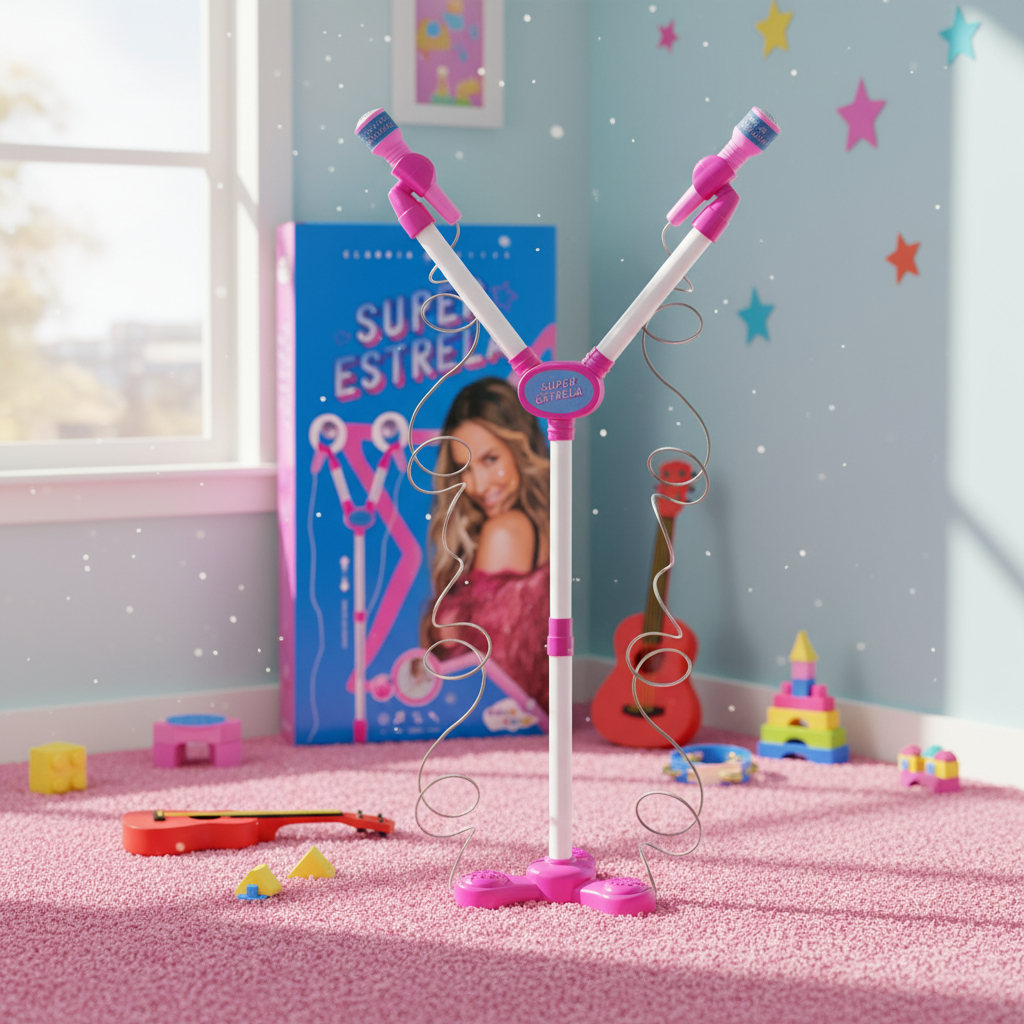 Microfone Infantil Duplo C/ Pedestal Claudia Leitte Karaokê