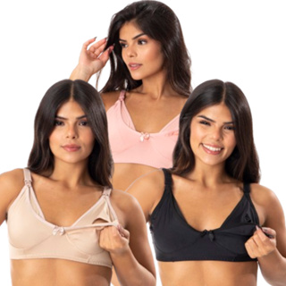 Kit 3 Sutiã Amamentação Alta Sustentação Reforçado Em Microfibra Gestante Amamentar em Oferta na Shopee