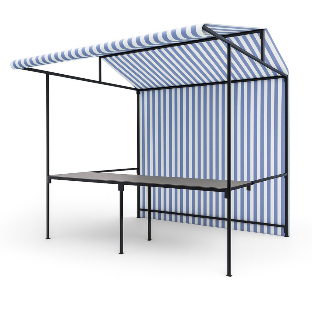 Lona para Cobertura de Barraca de Feira Listrada AZUL/BRANCO de 330 Micras - LONA FORTE 4 x 5 2 x 4