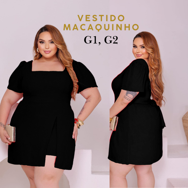 Macaquinho Feminino Vestido Short Saia Plus Size Tendencia Verão Duna