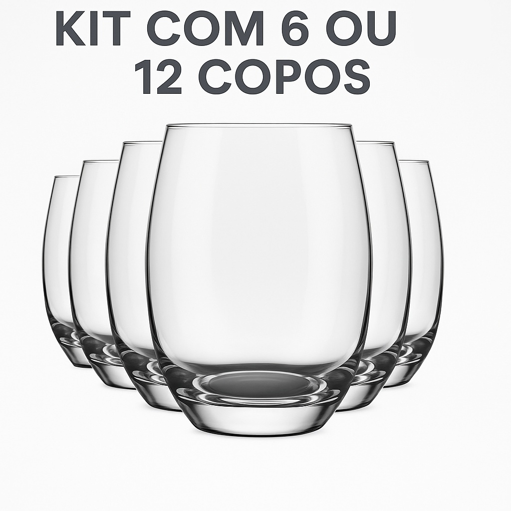 Kit 6 ou 12 Copos de Vidro Nadir Aruba 465ml Cristal Transparente Mesa Posta Elegante