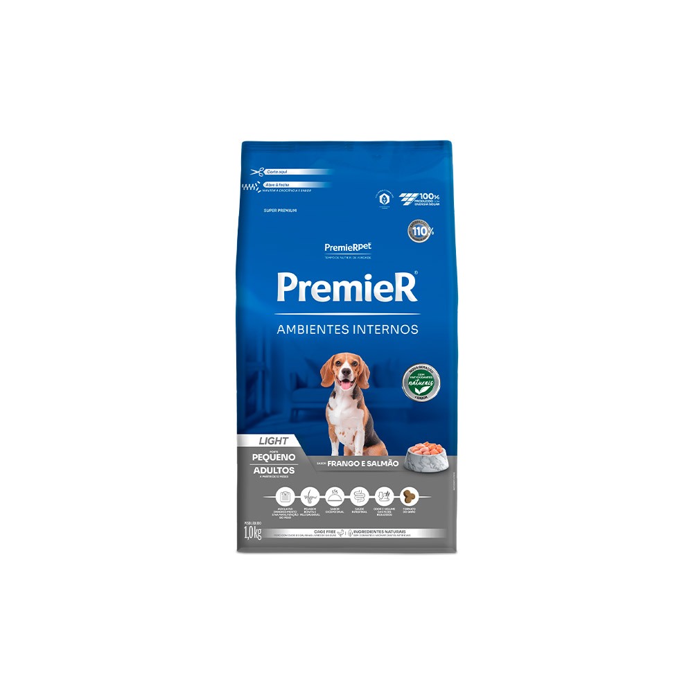 Ração Premier Ambientes Internos Light Cães Adultos - 1kg