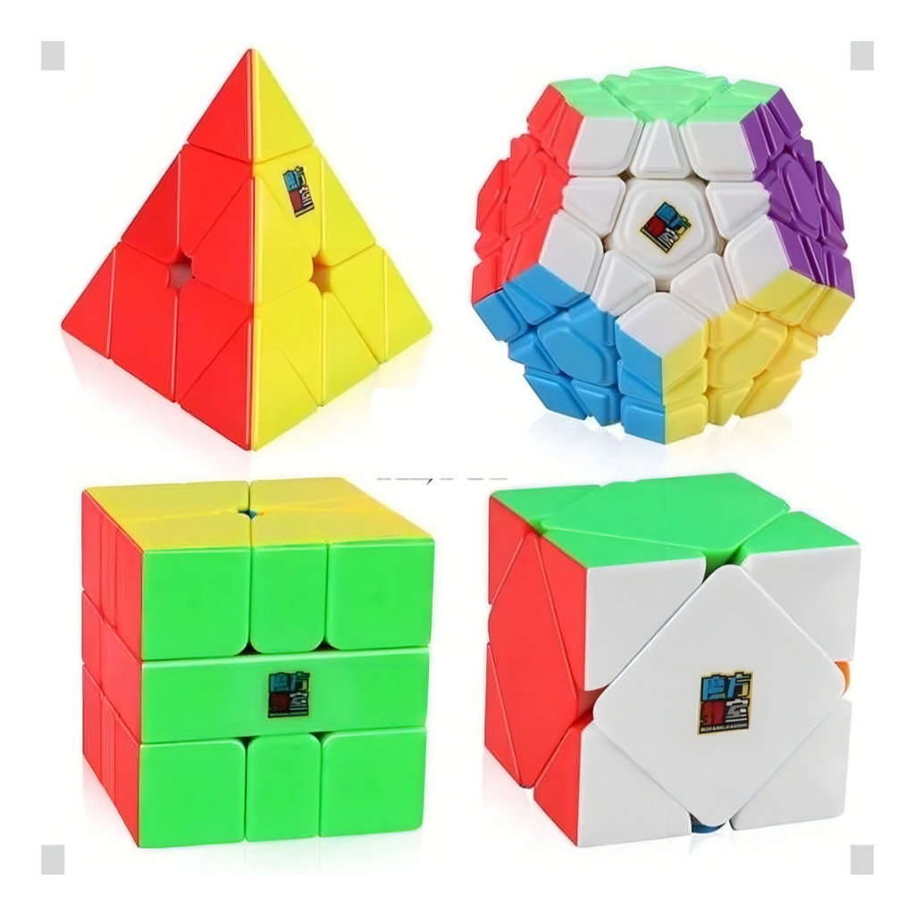 Kit 4 Cubos Moyu Pyraminx + Megaminx + Skewb + Square-1 Cor Da Estrutura Cubo Magico Moyu Piramide Megaminx Skewb Square