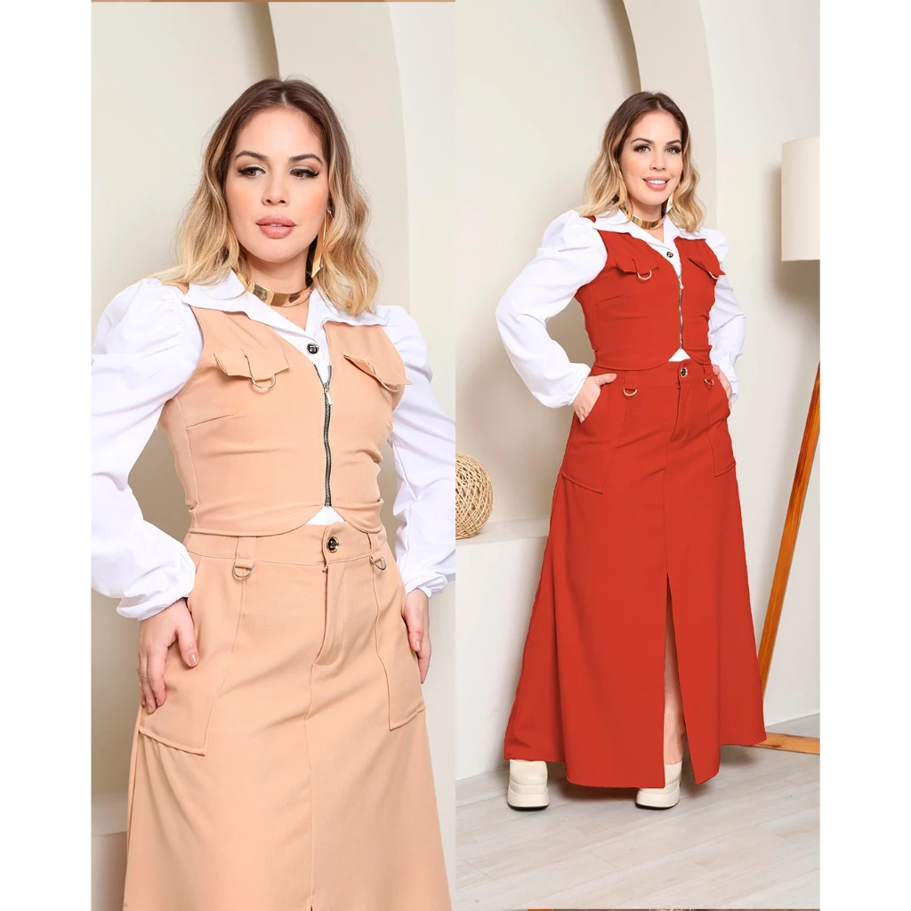 Conjunto Feminino alfaiataria Saia e colete Sofisticação e Estilo