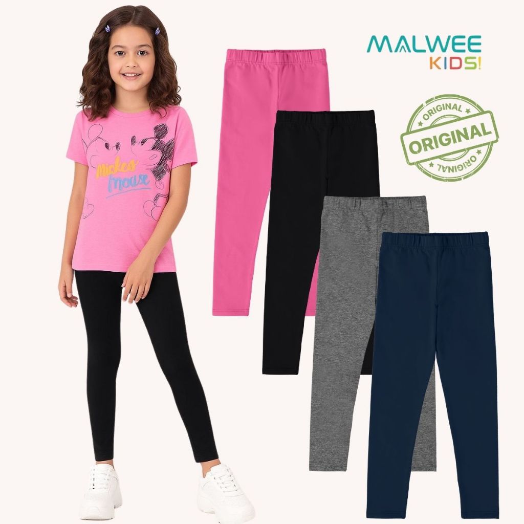 CALÇA LEGGING INFANTIL UNIFORME MENINA COTTON BÁSICA MALWEE KIDS em Oferta na Shopee