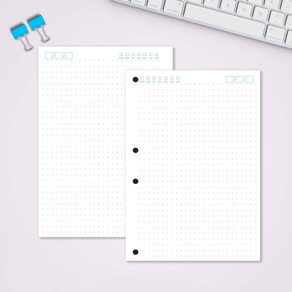 Refil Folha Fichário A5 Pontilhado - básico 2 | 100 Folhas - 4 Furos