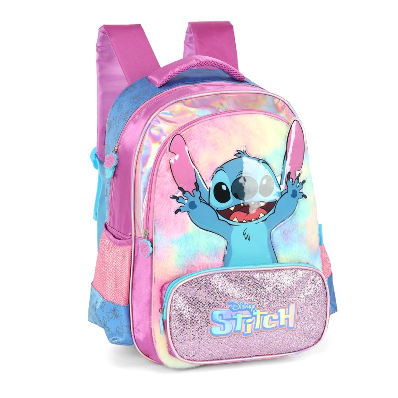 Mochila de Costas G Stitch Pelúcia & Glitter PINK Luxcel - Brilho e Fofura Disney! em Oferta na Shopee