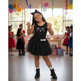 Fantasia Gato Preto Halloween 2 a 12 anos em Oferta na Shopee
