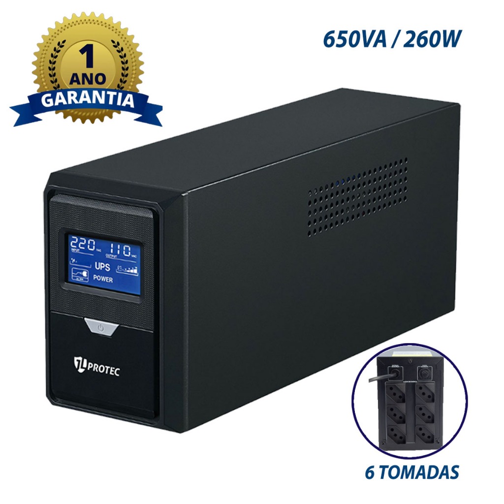 Nobreak JLProtec 650VA c/ 6 Tomadas Proteção e Estabilidade para Equipamentos de 120V 220V ou Bivolt em Oferta na Shopee