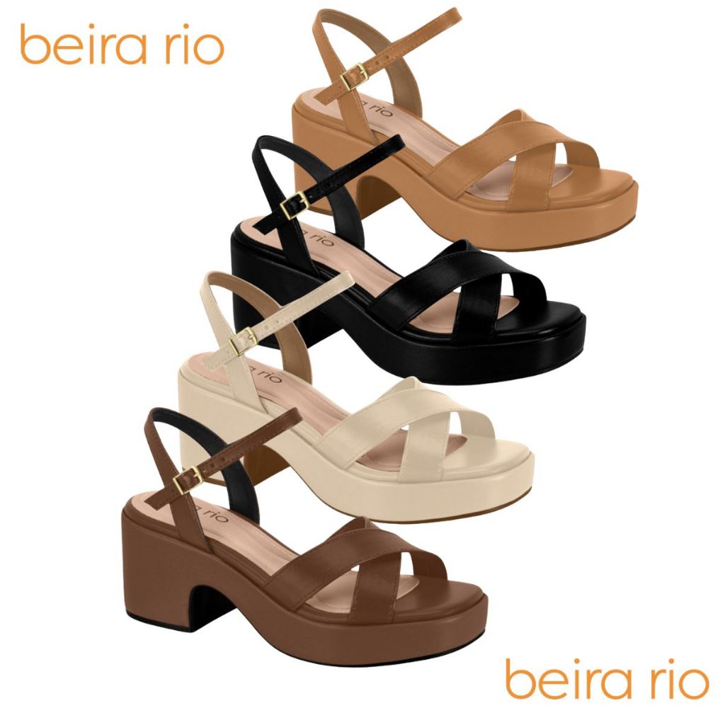 Sandalia Feminina Beira Rio Salto Anabela Bloco Leve Casual Ref: 8517.106 em Oferta na Shopee